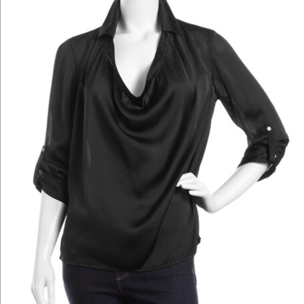 Vince Crowl Neck Black Blouse